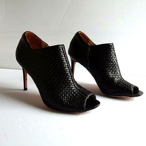Cole Haan Woven Leather Black Ankle Booties 7.5